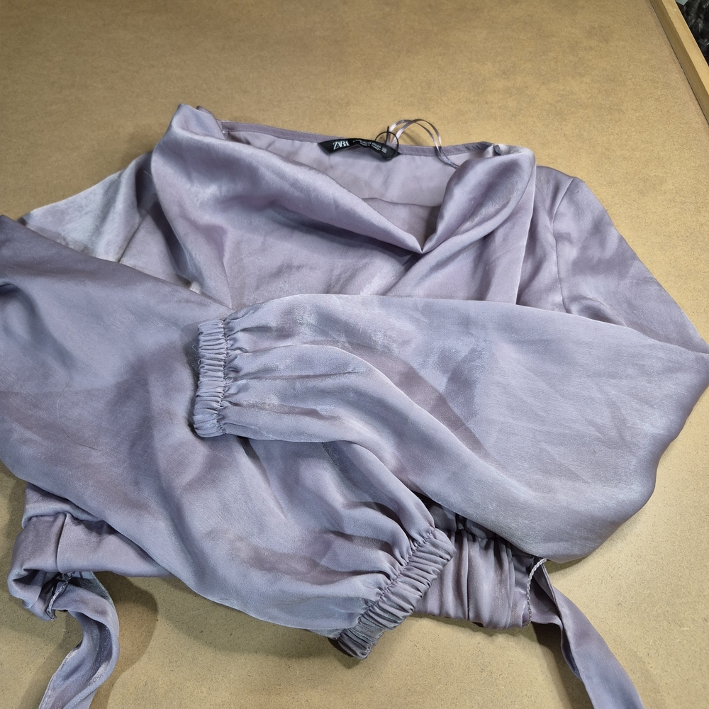 Zara Lavender Satin Blouse